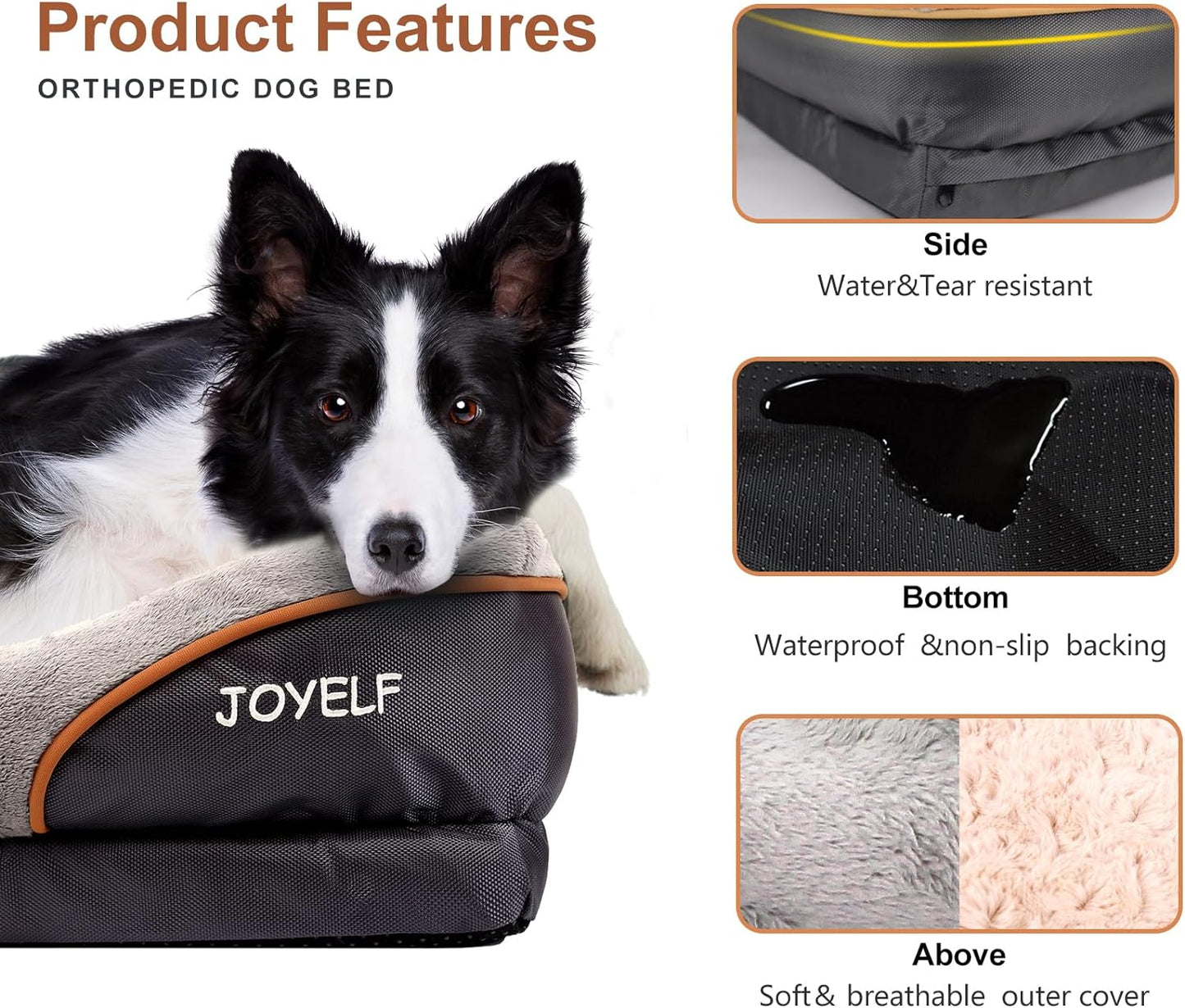 Large Memory Foam Dog Bed, Orthopedic Dog Bed & Sofa with Removable Washable Cover and Squeaker Toys as Gift