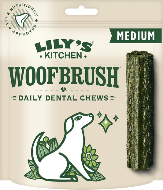 Woofbrush Dental Chew - Natural Dental Sticks for Medium Dogs (5 Packs of 7 Chews)