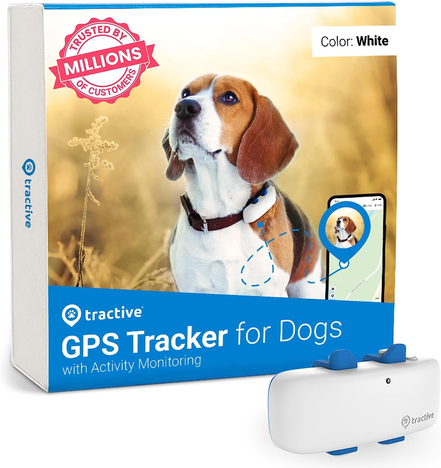 GPS Dog Tracker, Market Leader, Worldwide Real-Time Location Tracking, Escape Alerts, Monitor Activity & Get Health Alerts, Dark Blue