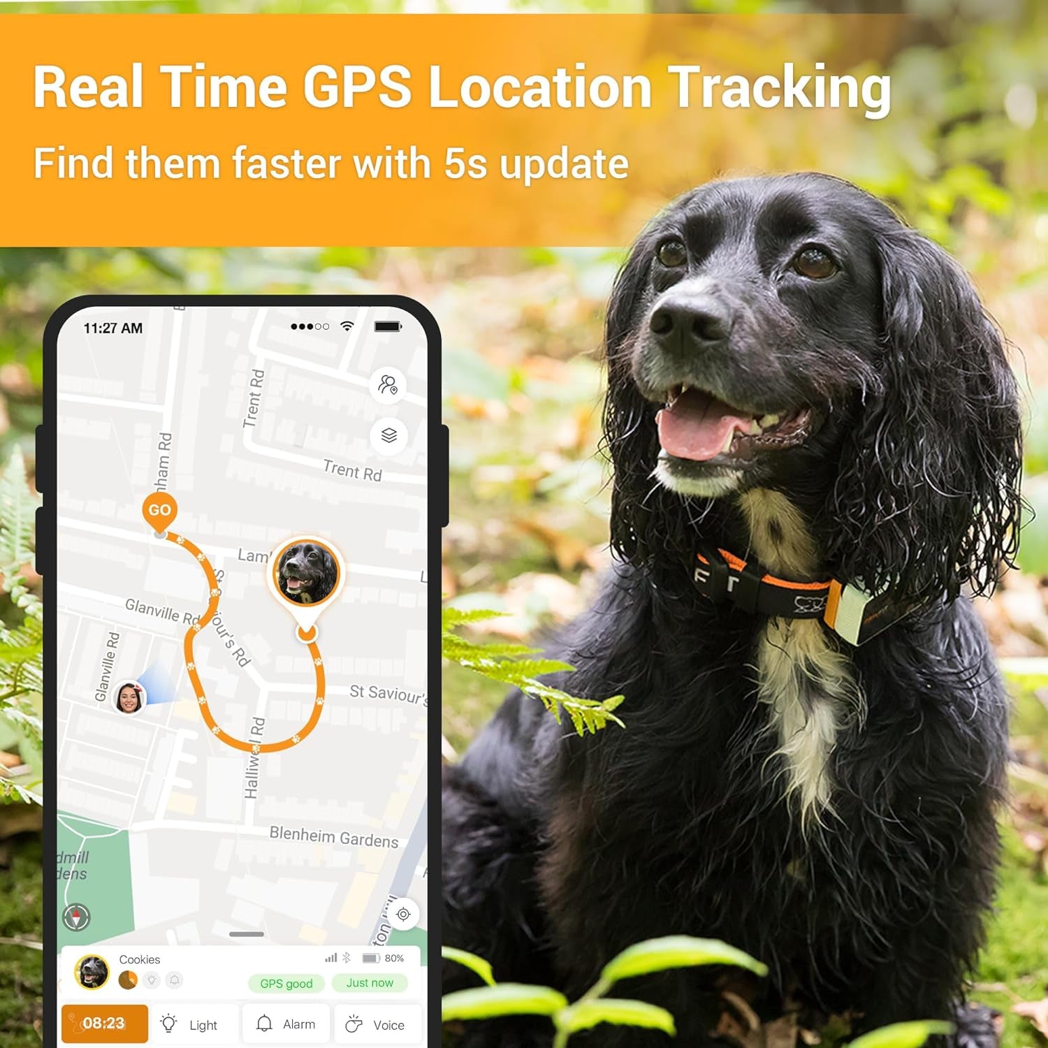 3 GPS Pet Tracker GPS Dog Tracker 4G Live Satellite Tracking, Multiple Smart Alerts, Fully Waterproof Activity Monitor for Dogs & Cats, Unlimited Range, Remote Voice Recall，Fits All Collars