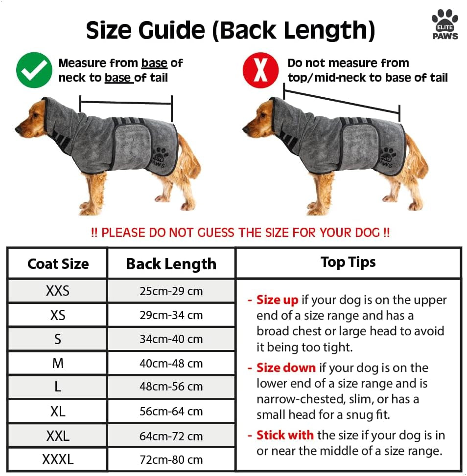 ® UK: Luxury Thick Microfibre Dog Drying Coat: Ultra Absorbent Robe, Dries Pets in about 20-30 Mins, Super Soft Dressing Gown, for Bath, Grooming, Travel, Puppy & Adult, Machine Wash (M)