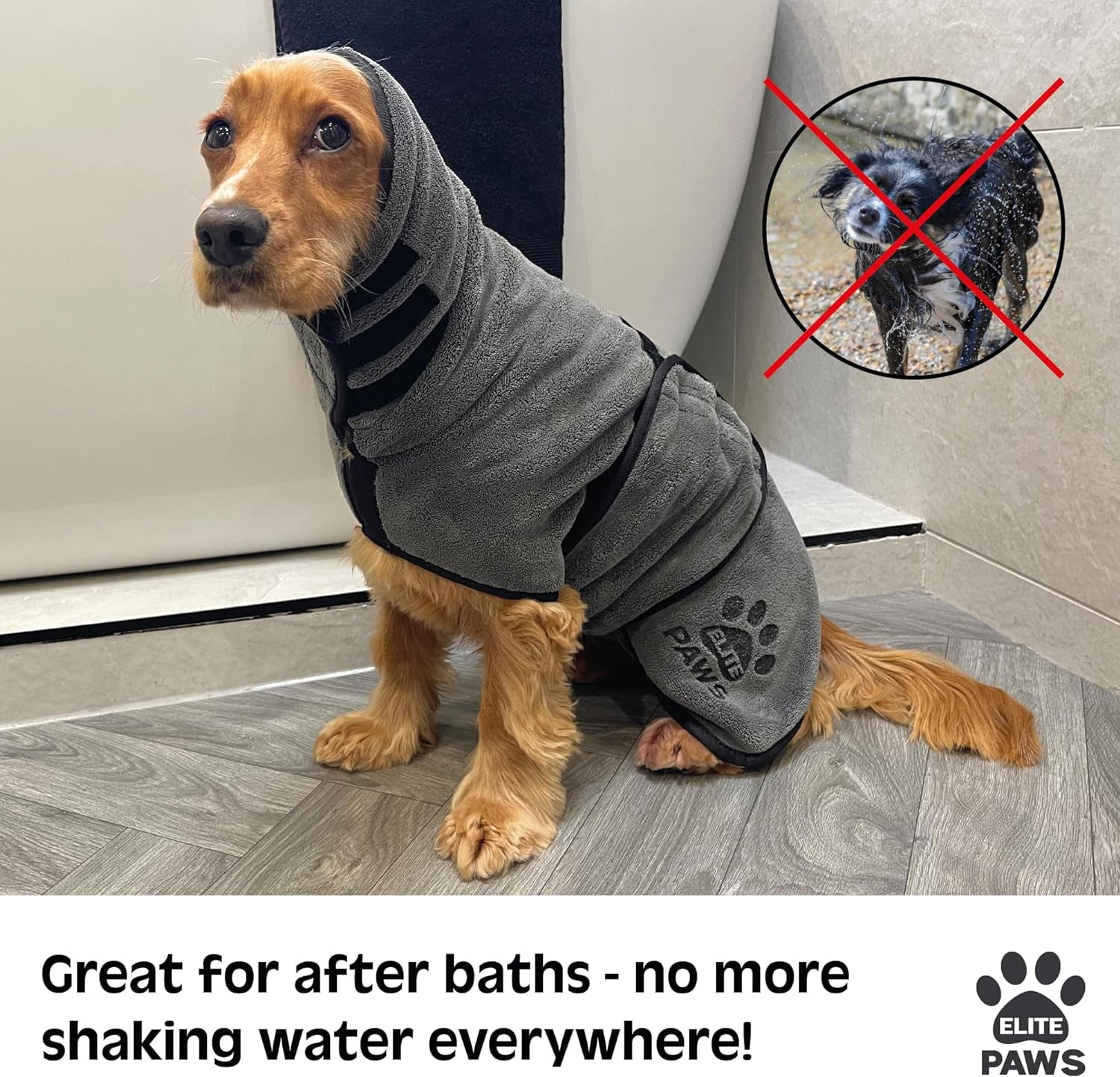 ® UK: Luxury Thick Microfibre Dog Drying Coat: Ultra Absorbent Robe, Dries Pets in about 20-30 Mins, Super Soft Dressing Gown, for Bath, Grooming, Travel, Puppy & Adult, Machine Wash (M)