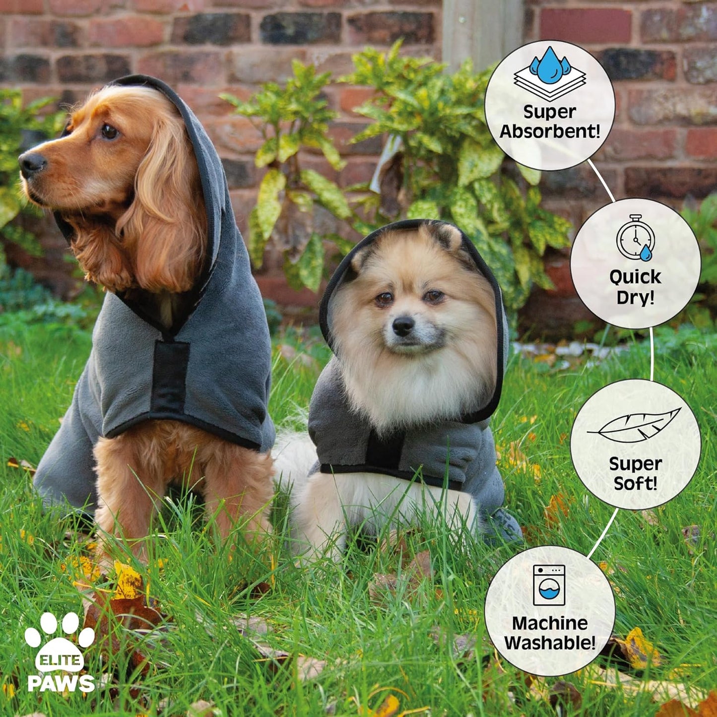 ® UK: Luxury Thick Microfibre Dog Drying Coat: Ultra Absorbent Robe, Dries Pets in about 20-30 Mins, Super Soft Dressing Gown, for Bath, Grooming, Travel, Puppy & Adult, Machine Wash (M)