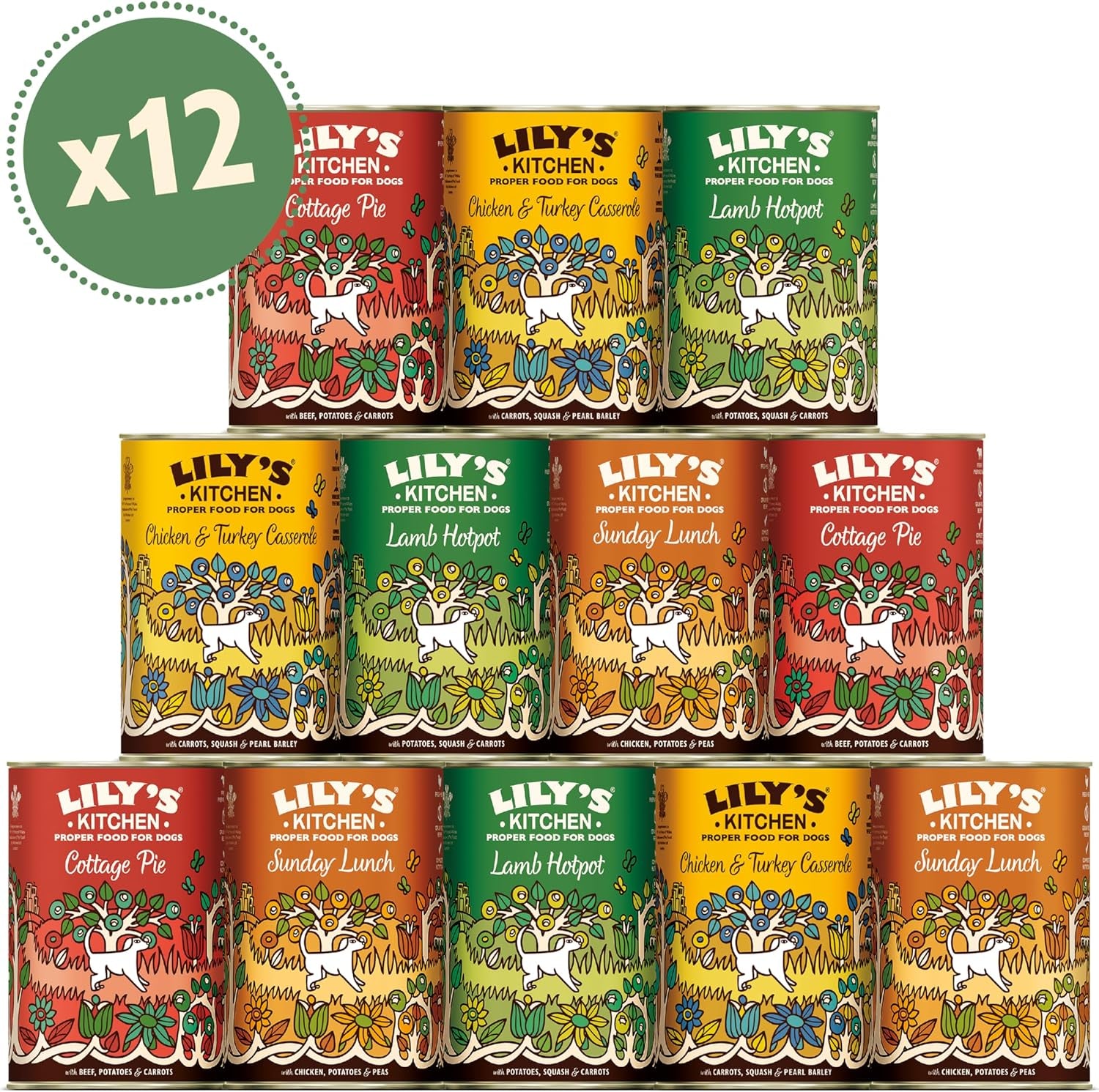 Natural Adult Wet Dog Food Tins Classic Dinners Variety Pack 12 X 400G