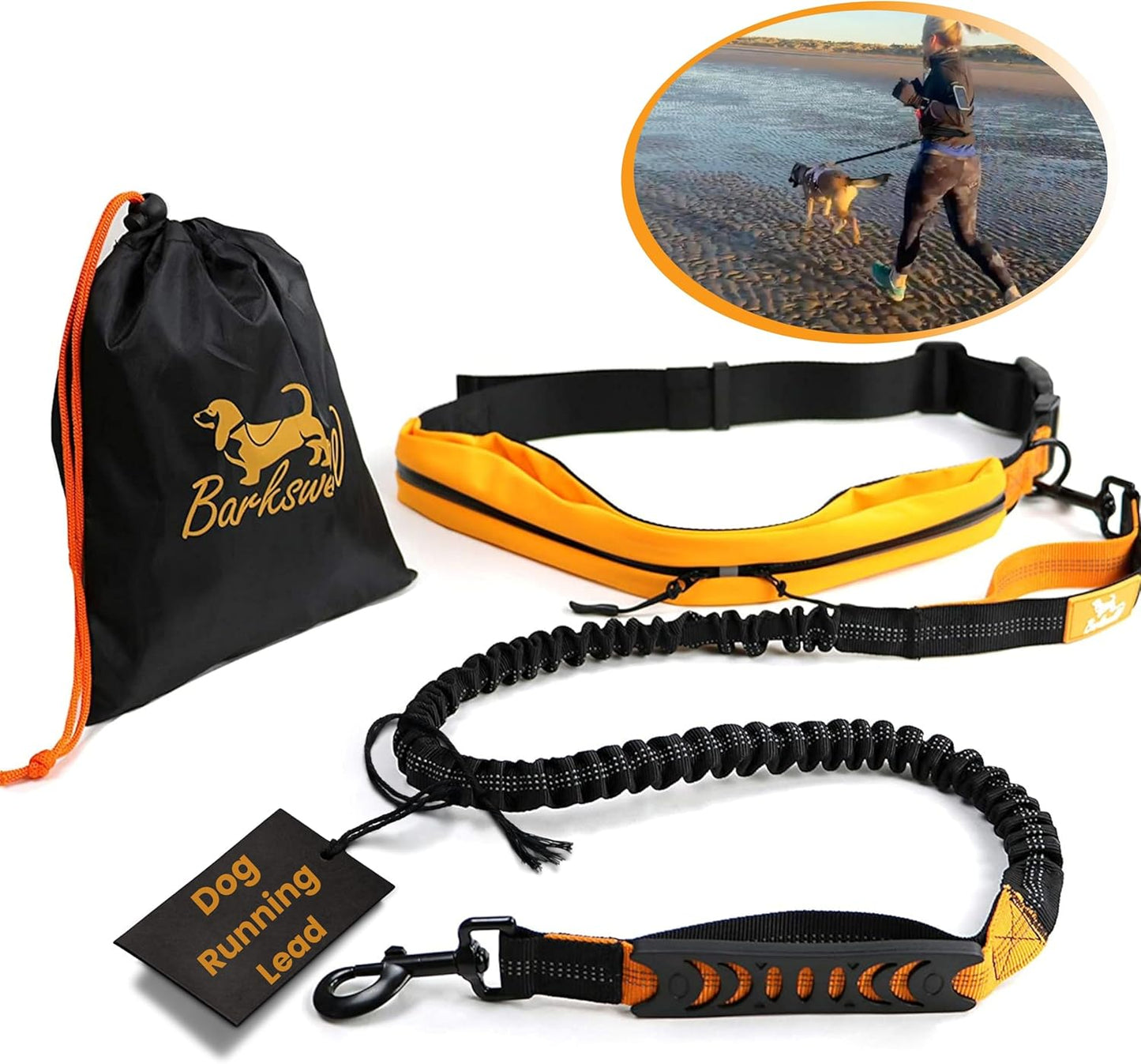 Hands Free Dog Lead - Running Dog Lead with Waist Belt - Strong Bungee Dog Lead with Dog Walking Belt - Comfortable Dog Running Lead Hands Free with Waist Belt/Waist Dog Lead for Walking