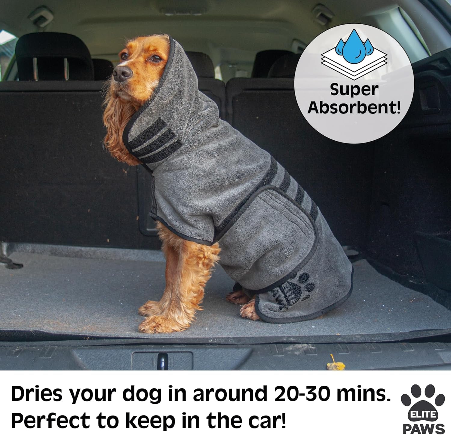 ® UK: Luxury Thick Microfibre Dog Drying Coat: Ultra Absorbent Robe, Dries Pets in about 20-30 Mins, Super Soft Dressing Gown, for Bath, Grooming, Travel, Puppy & Adult, Machine Wash (M)