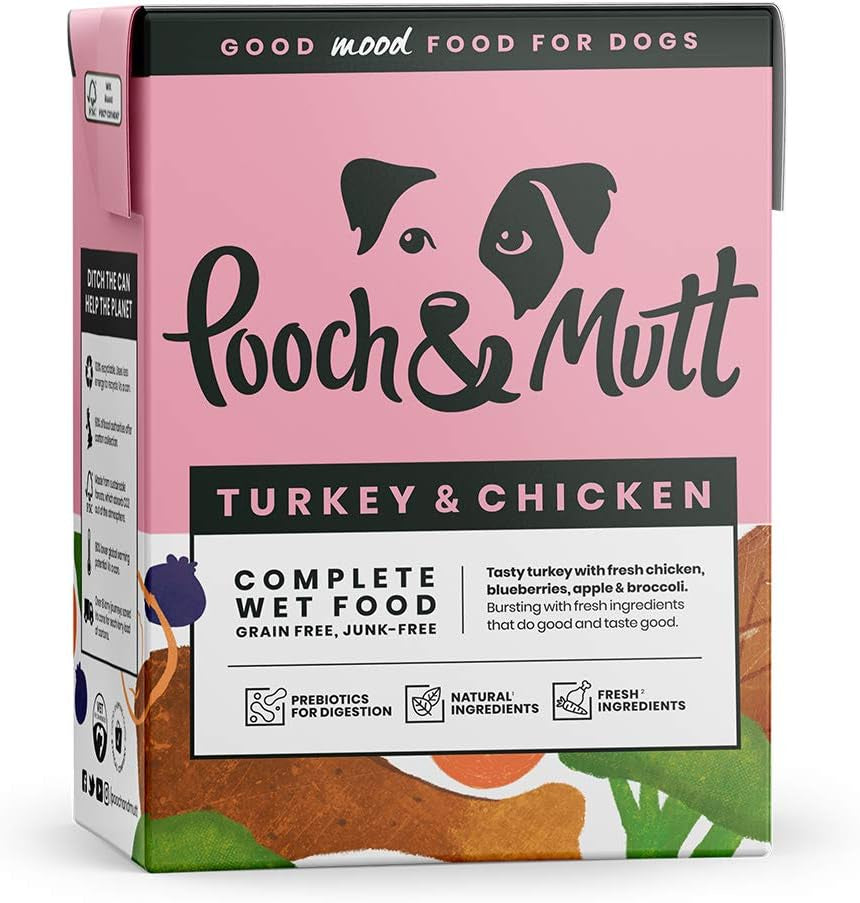 - Turkey & Chicken Pack of Complete Wet Dog Food, Dry Dog Food Topper, 12X375G