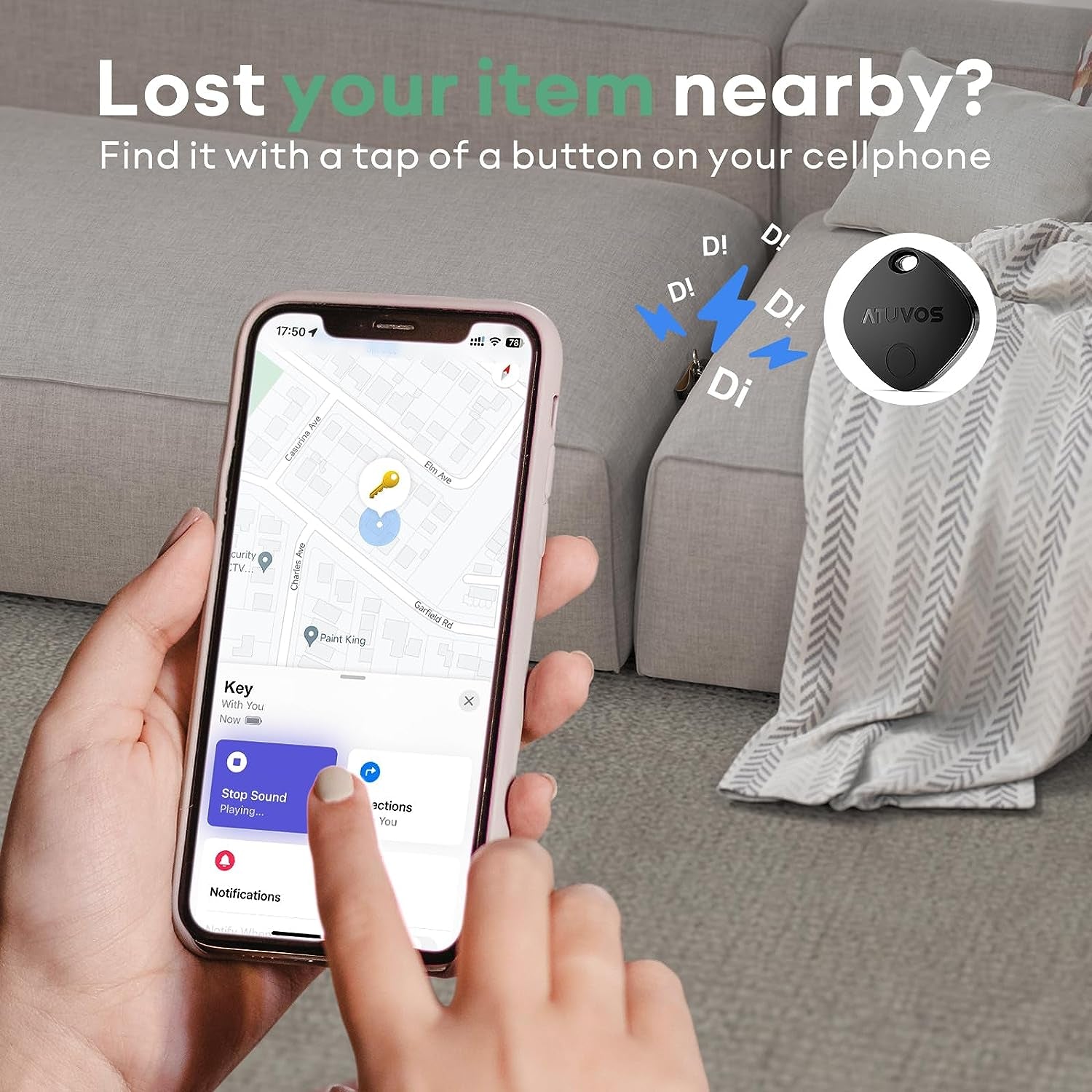 Tracker Bluetooth Item Finder, Compatible with Apple Find My (Ios Only), Replaceable Battery, IP67 Waterproof, for Keys, Luggages, Suitcases, Wallets, Bags, 1 Pack, Black