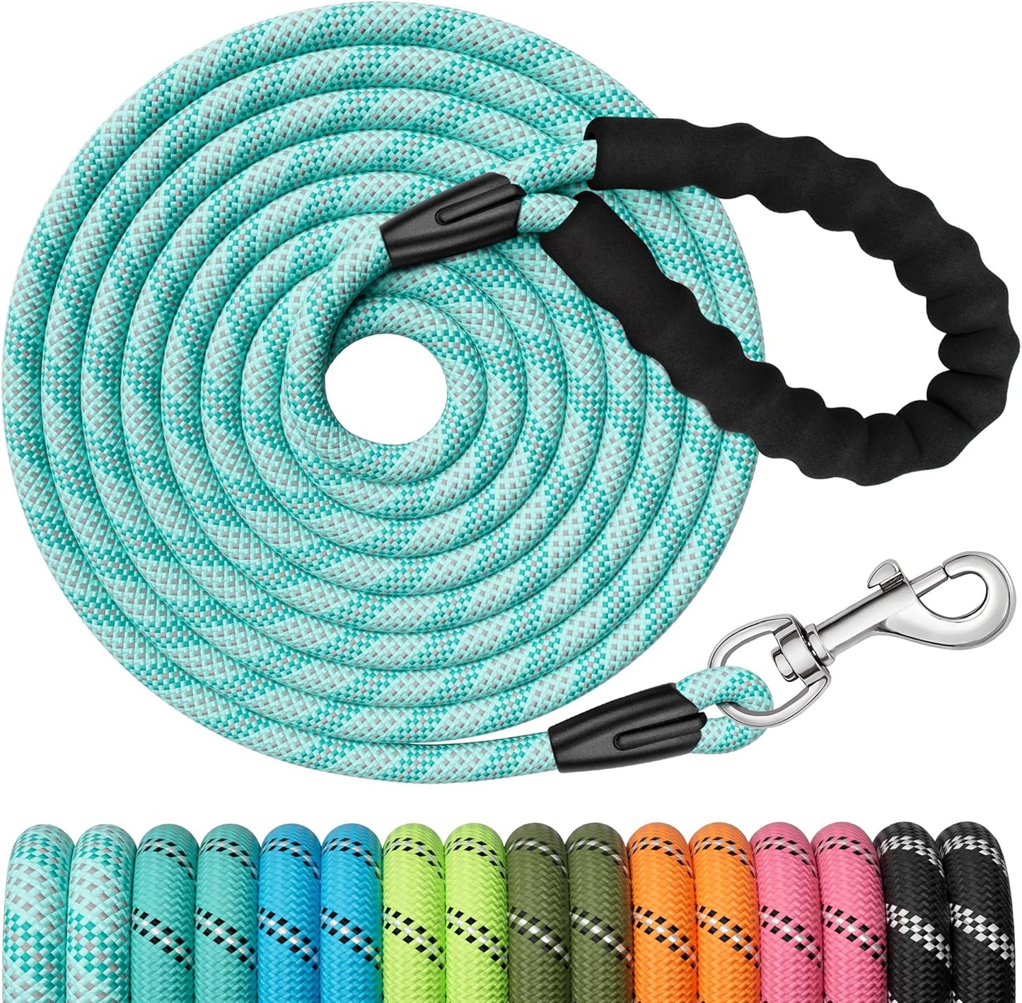 Training Leads for Dogs, 3M 5M 10M 15M 20M 25M 30M Strong Rope Long Line Dog Lead Leash with Soft Padded Handle and Heavy Duty Hook, Reflective Recall Training Leads for Large Medium Small Dog