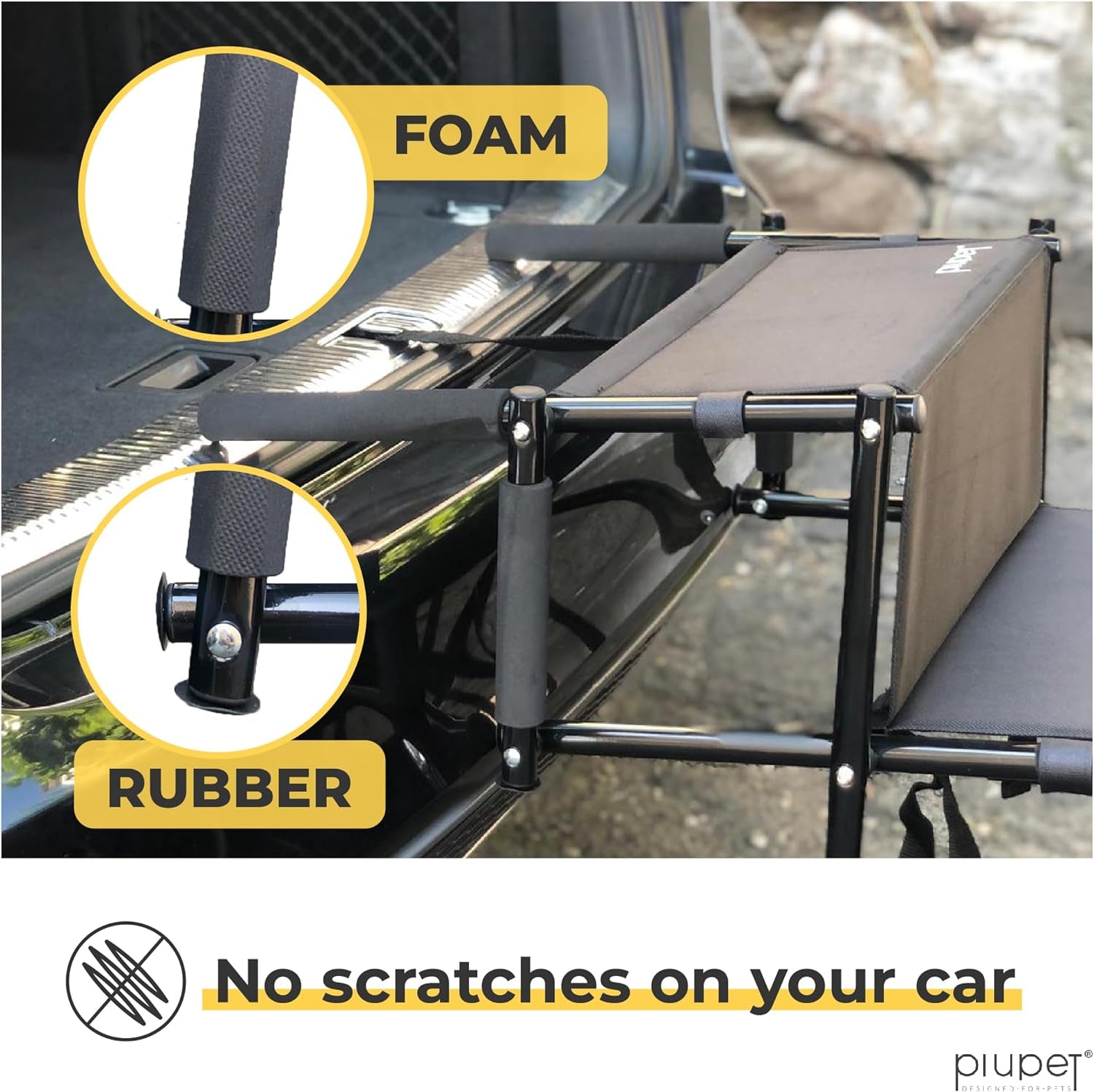 ® Dog Steps I Loadable up to 80Kg Car Ramps I Usable All Vehicles I Large and Small Dogs I Black I Dog Ramps for Cars Foldable I Car Ramp for Dogs | Water Repellent & Easy to Clean Dog Car Ramp