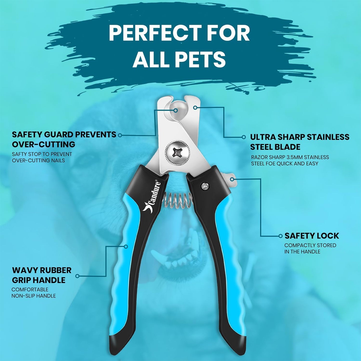 Dog Nail Clippers for Large, Medium and Small Breed Professional Pet Nail Clipper Suitable for Cats, Rabbits and Guinea Pigs with Safety Lock and Protective Guard to Avoid over Cutting (6")