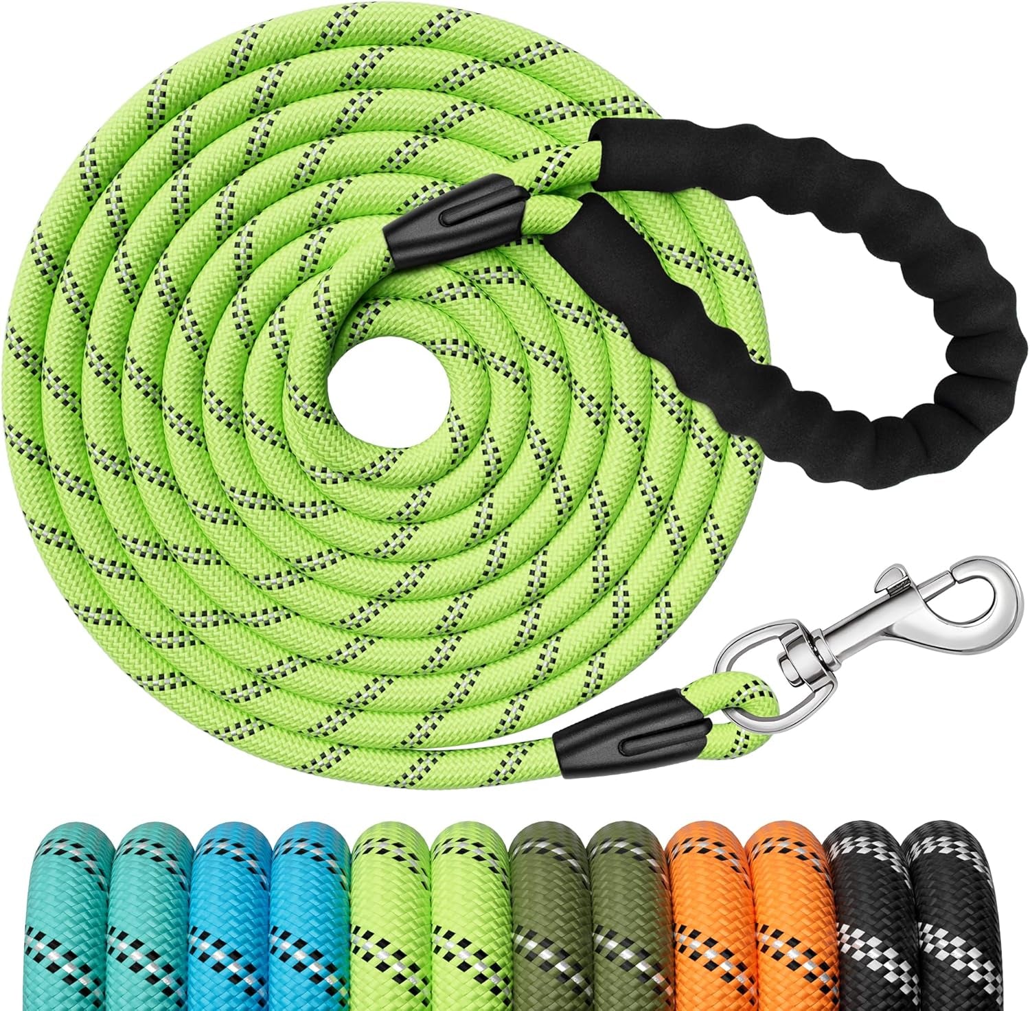 Training Leads for Dogs, 3M 5M 10M 15M 20M 25M 30M Strong Rope Long Line Dog Lead Leash with Soft Padded Handle and Heavy Duty Hook, Reflective Recall Training Leads for Large Medium Small Dog